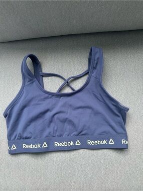 Reebok Blue Strappy Sports Bra with Logo Band Size 38D